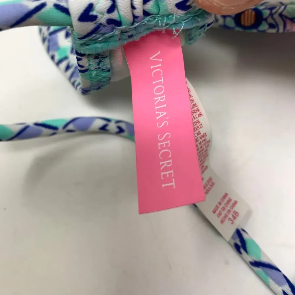 Victorias Secret The Fabulous Padded Swimsuit Bikini Top Sz 34B Paisley Print
